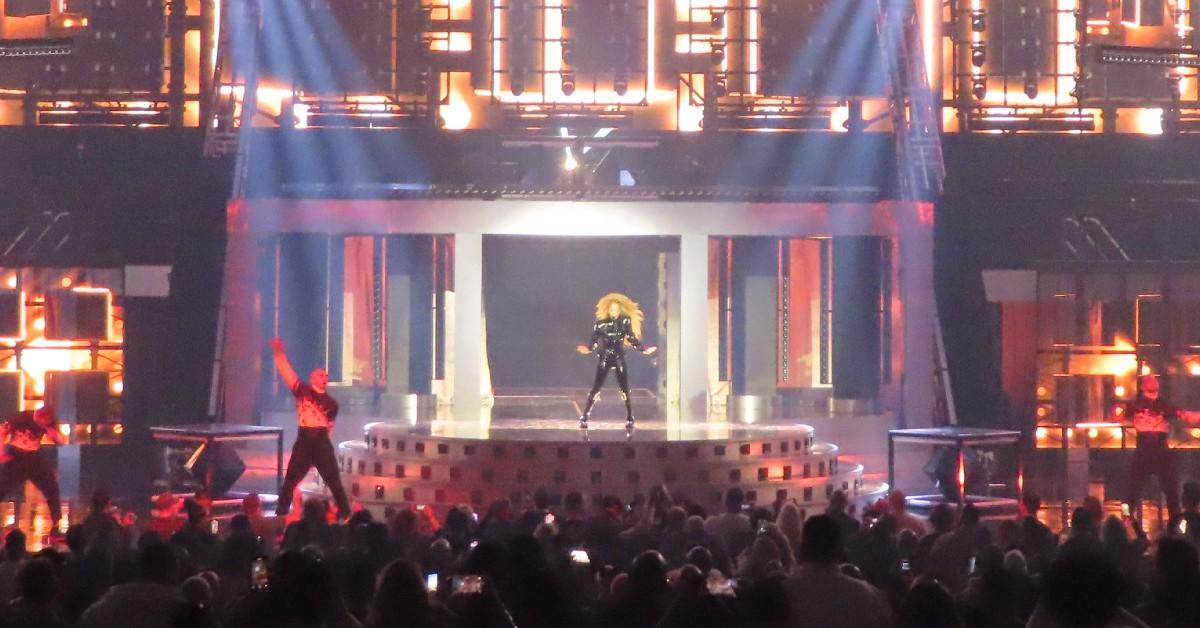 janet jackson backup dancer rubs hands chest las vegas residency