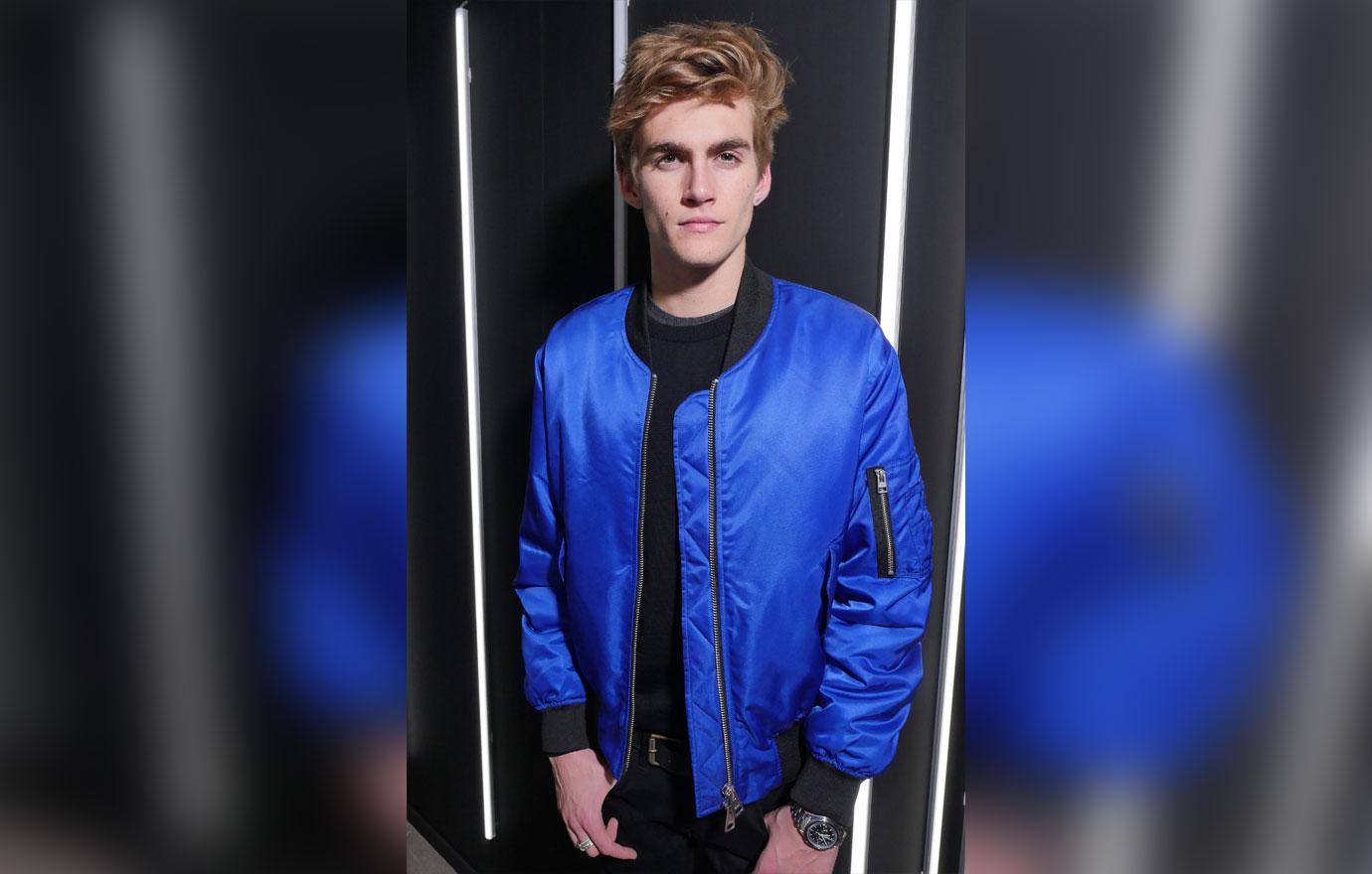 Presley Gerber In Blue Bomber Jacket