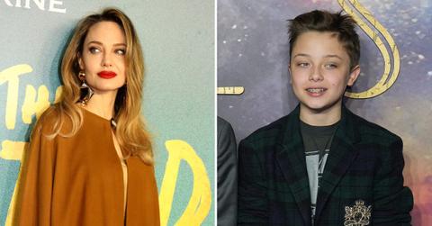 A composite photo of Angelina Jolie and her son Knox.