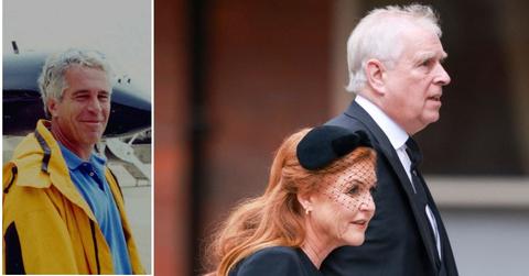 split image of Jeffrey Epstein and Sarah Ferguson and Andrew Windsor