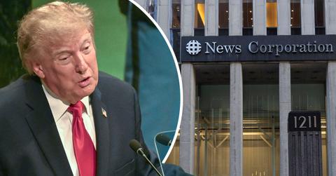 Composite photo of Donald Trump and news corporation.