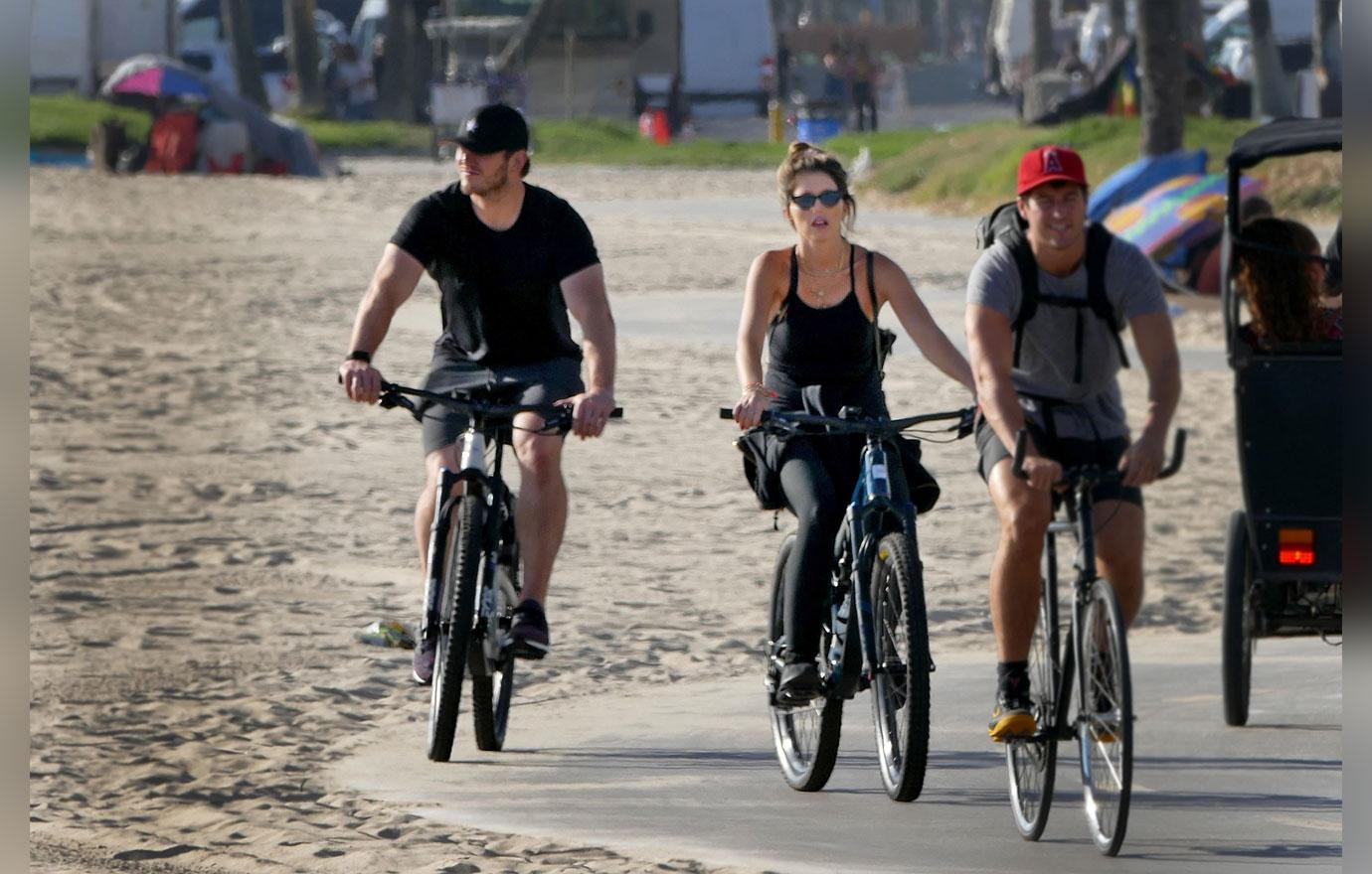 EXCLUSIVE: Chris Pratt takes Katherine Schwarzenegger cycling on the beach