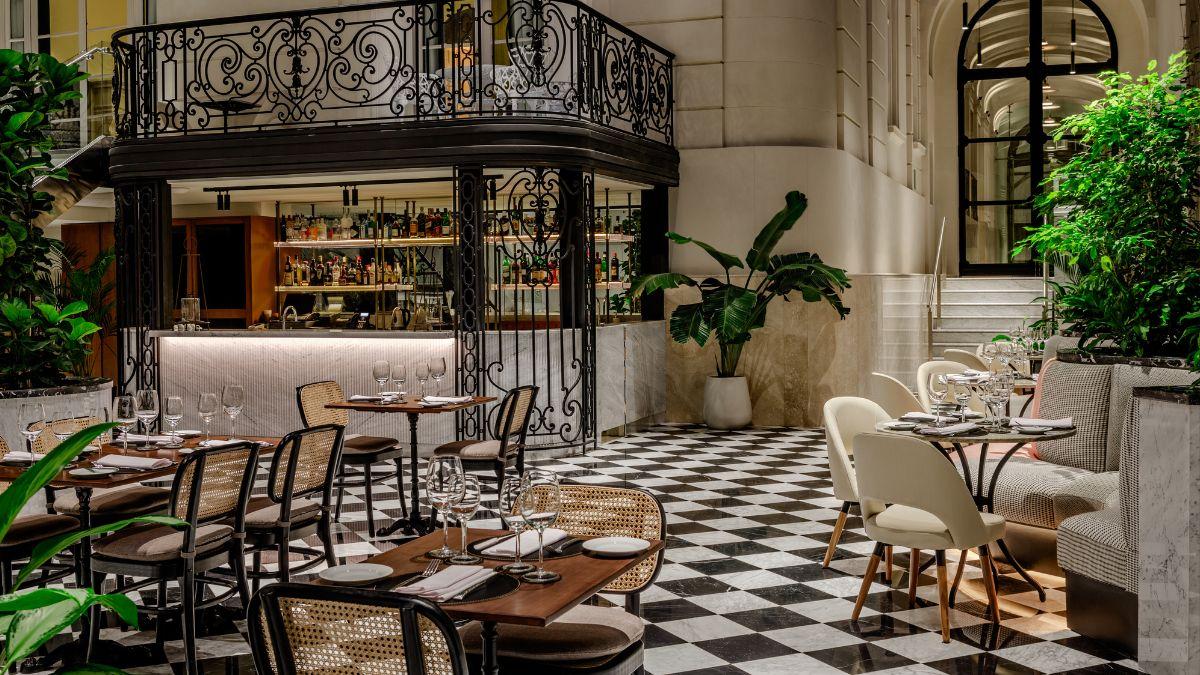 image of Atrium, its main restaurant, has a glass-ceilinged dining room within the restored shell of Mansión Mihura's original interior garden. 