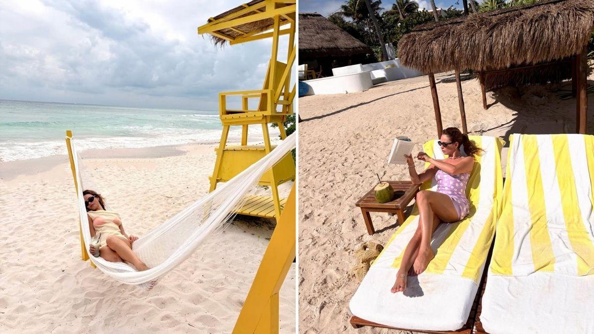 Image of The actress shared selfies with friends and shots of the luxurious Hotel Esencia resort.