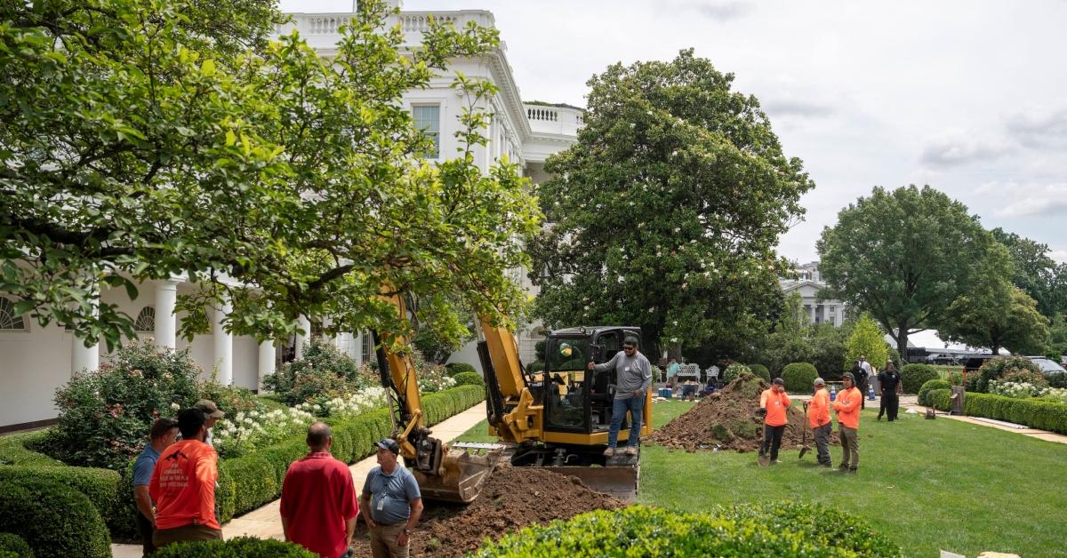 Image of the White House Rose Garden was previously a gorgeous green lawn.