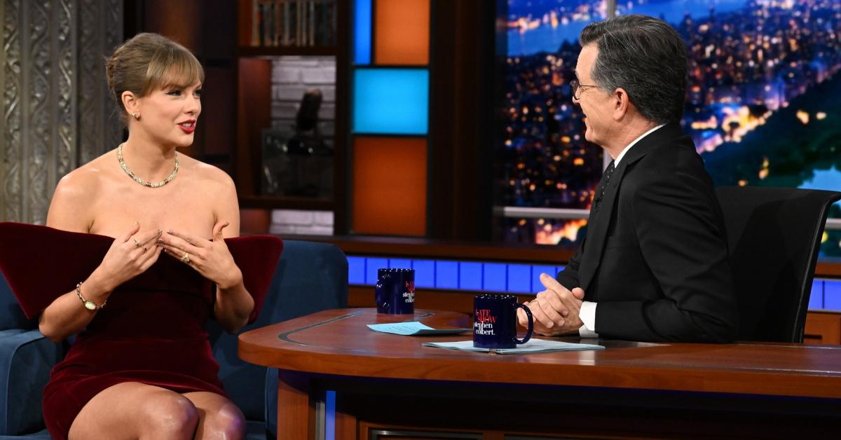 Photo of Taylor Swift called fiancé Travis Kelce 'the love of my life' on 'The Late Show With Stephen Colbert.'