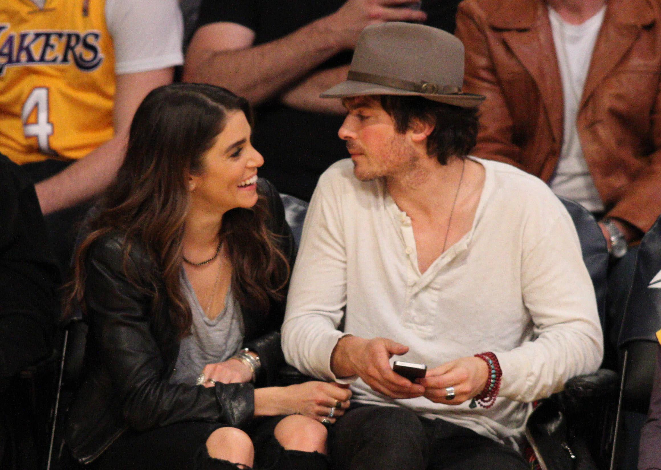 Ian Somerhalder and Nikki Reed spotted watching The Lakers at The Staples Center in LA