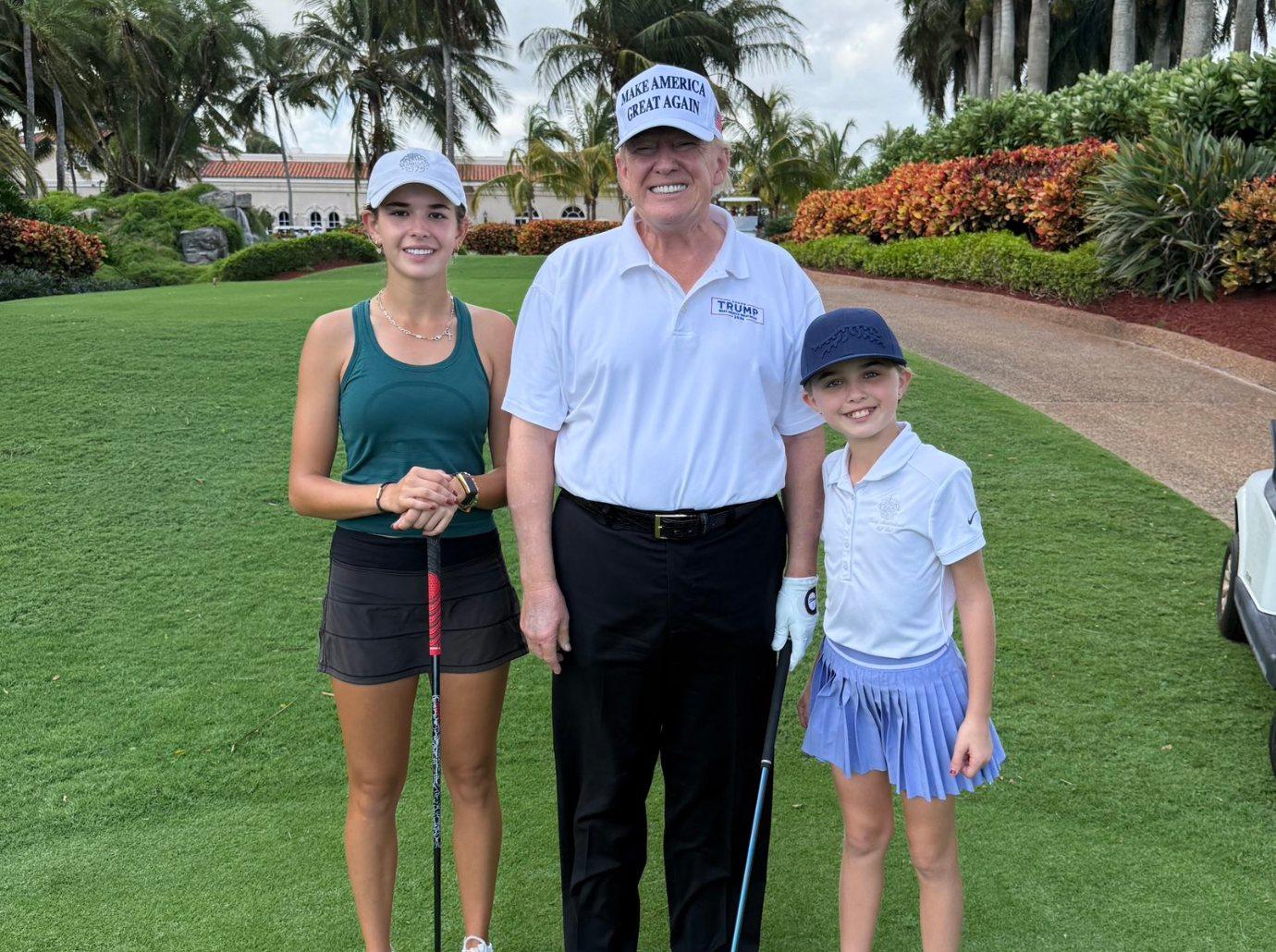 donald trump granddaughter kai golf uncle elon musk photos