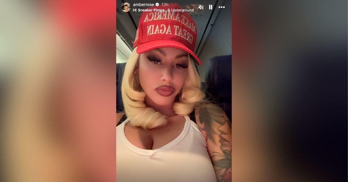 image of Amber Rose proudly wore a MAGA hat in a new selfie.