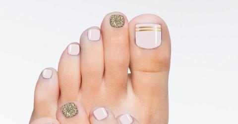 //Pink Neutral and Gold Leafing Toes