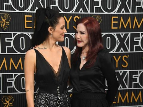 riley keough priscilla presley hold hands emmys feud