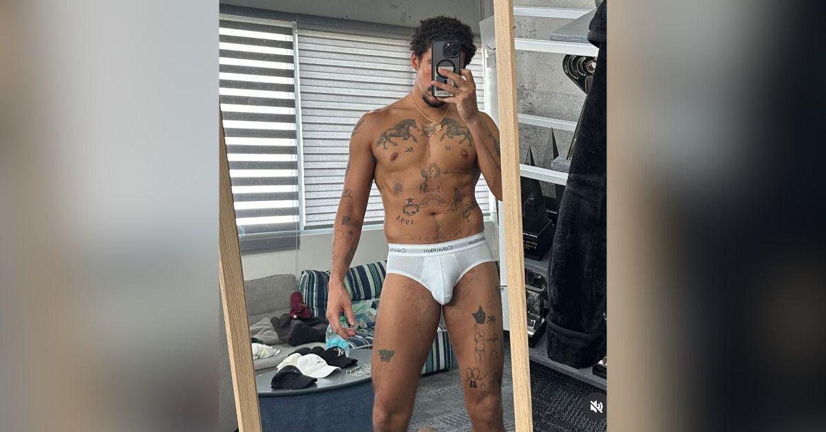 bad bunny shows bulge racy underwear selfie