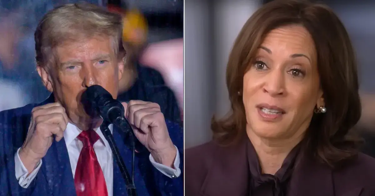 Split photo of Donald Trump and Kamala Harris.