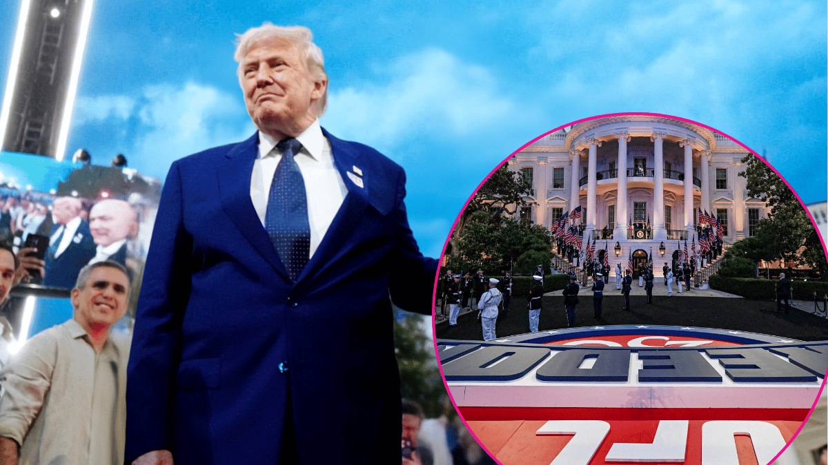 Composite photo of Donald Trump.