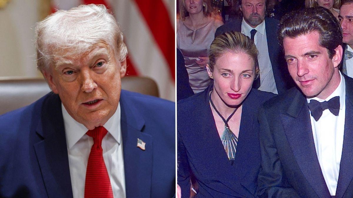 Photo of President Donald Trump, Carolyn Bessette and JFK Jr.
