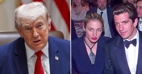 Photo of President Donald Trump, Carolyn Bessette and JFK Jr.