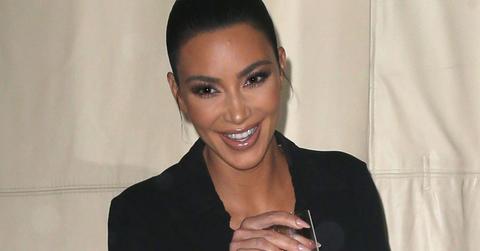 Kim Kardashian Smiling Drinking Champagne Birthday
