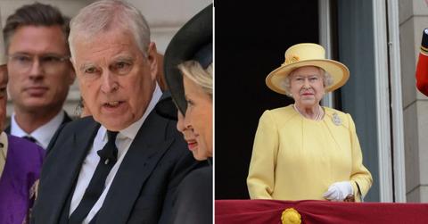 image split of Prince Andrew and queen elizabeth