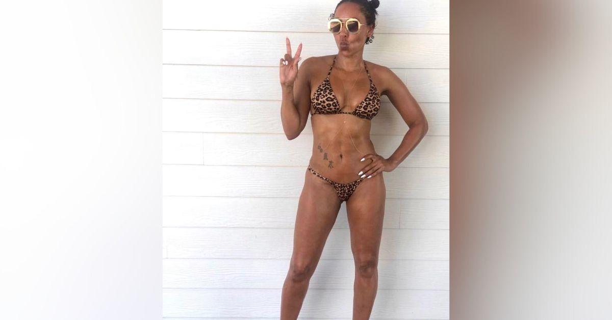 spice girls mel b ripped abs animal print bikini photo