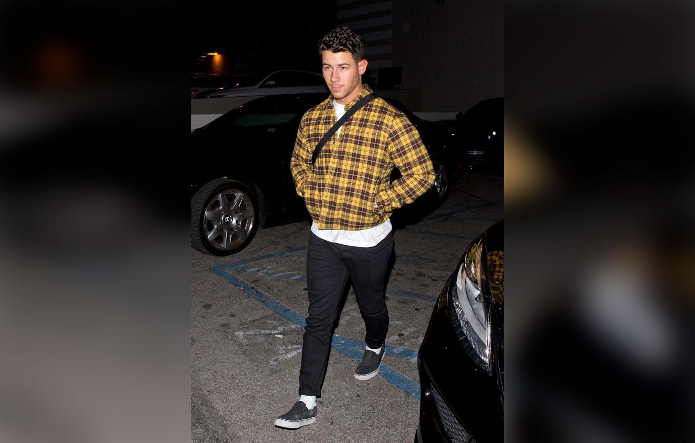 Nick Jonas looks relaxed 4 weeks out from his wedding as he left dinner at &#8216;Craigs&#8217; Restaurant in West Hollywood, CA