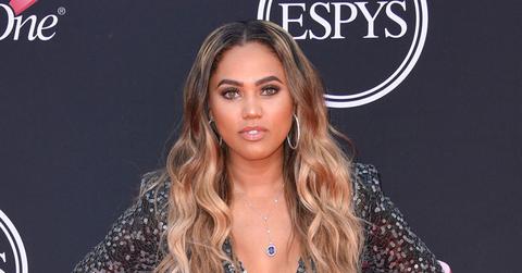 Ayesha Curry In Silver Jumpsuit On Red Carpet Son Canon Stunt