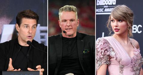 Split photo of Tom Cruise, Pat McAfee, and Taylor Swift