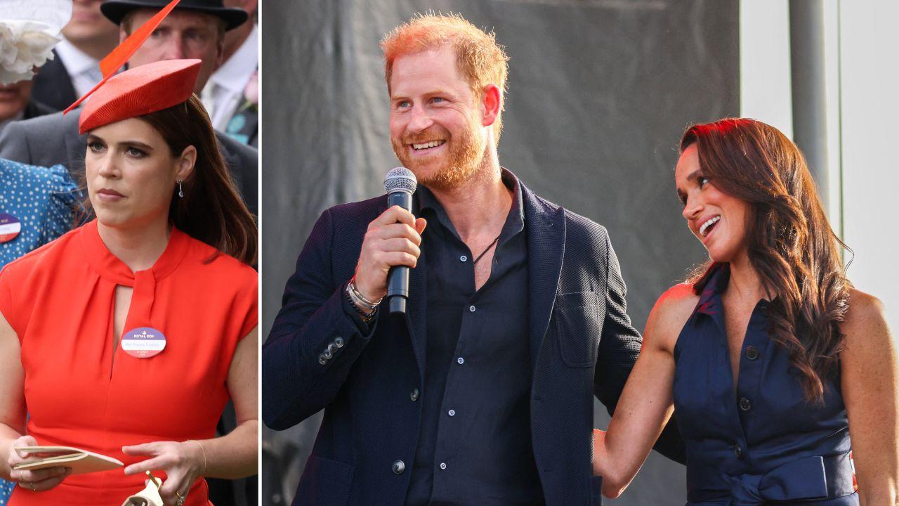 Split of Princess Eugenie, Prince Harry and Meghan Markle.