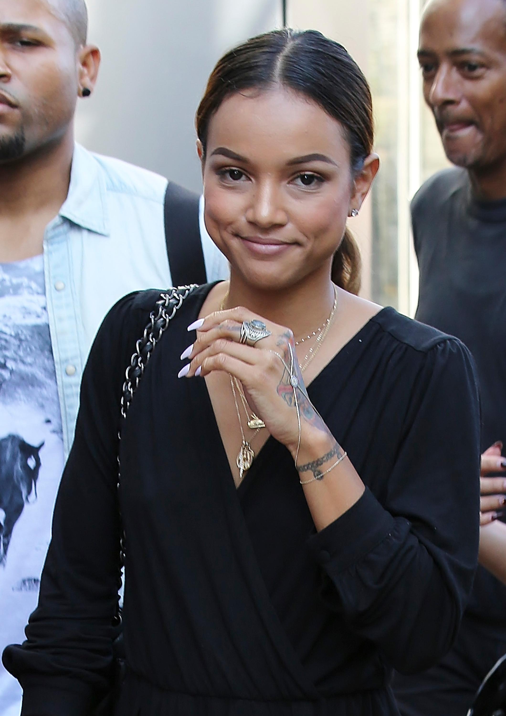 Karrueche Tran had lunch at La Piazza restaurant in West Hollywood, California