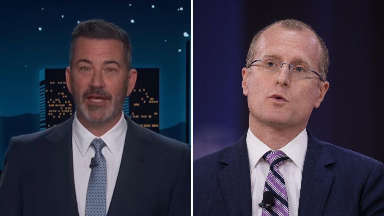 Photo of Jimmy Kimmel and Brendan Carr.