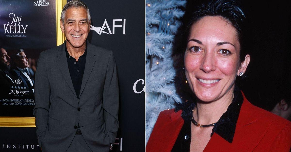photo of George Clooney; Ghislaine Maxwell. 