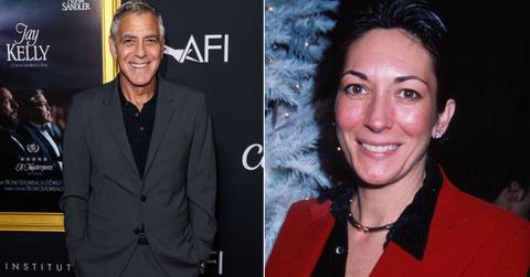 photo of George Clooney; Ghislaine Maxwell.