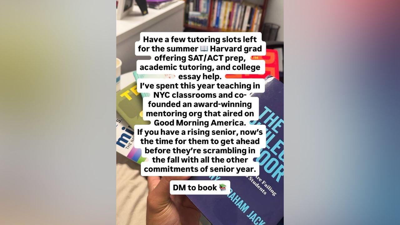 photo of Gabe Hostin is offering tutoring sessions for high school seniors.