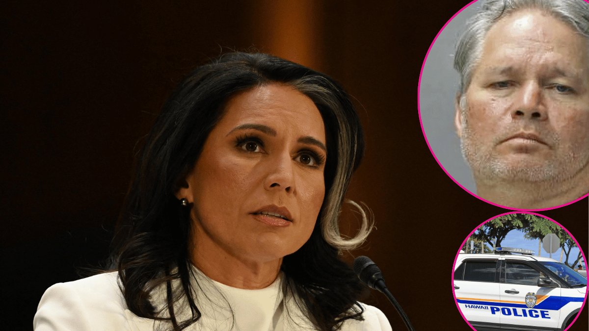 Composite photo of Tulsi Gabbard and ber brother, police.