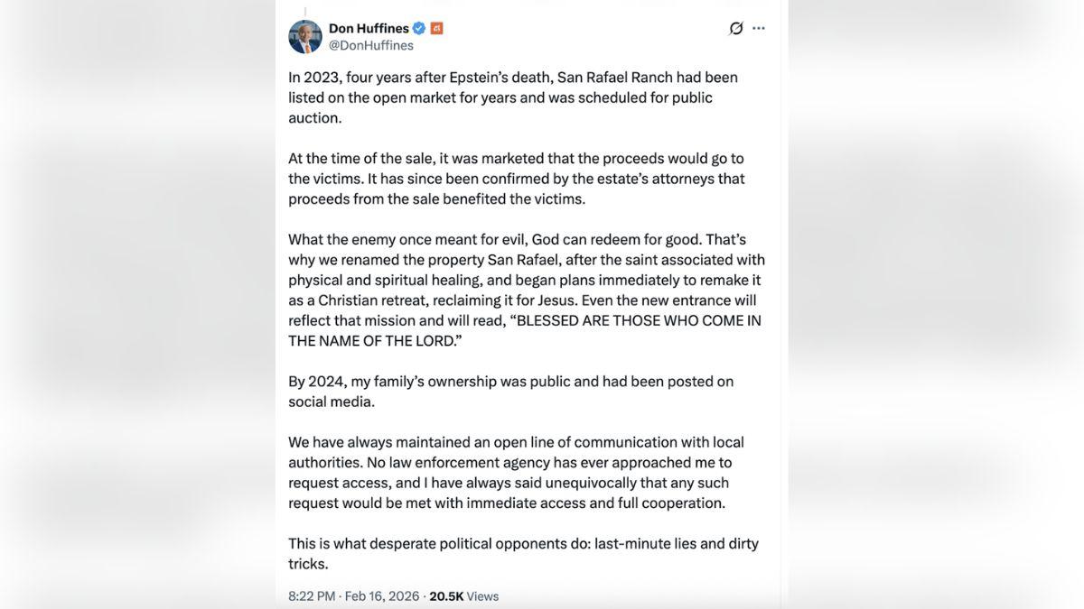 image of 'We have always maintained an open line of communication with local authorities,' Don Huffines wrote on X.