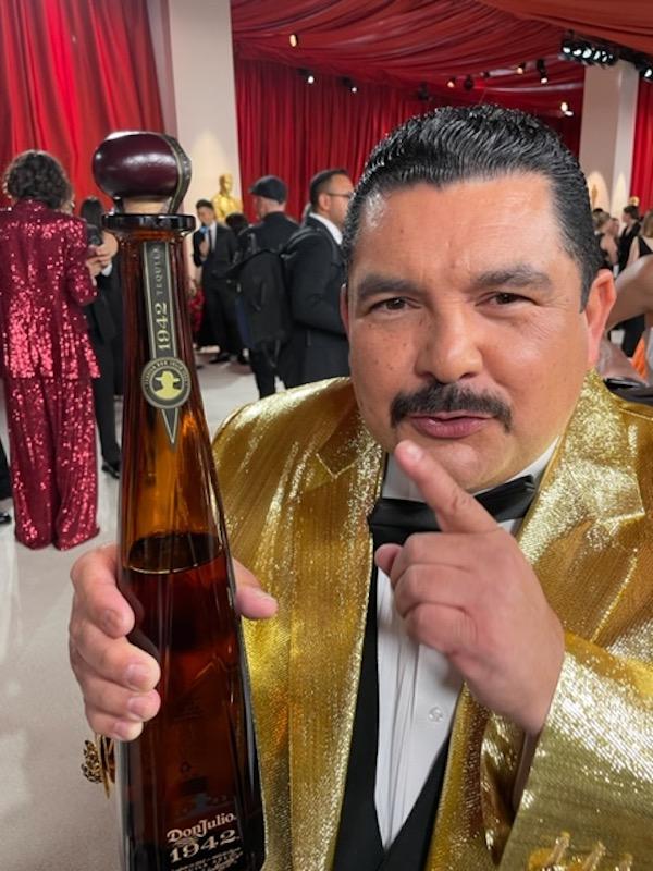 guillermo enjoying some red carpet fun with a toast of tequila don julio