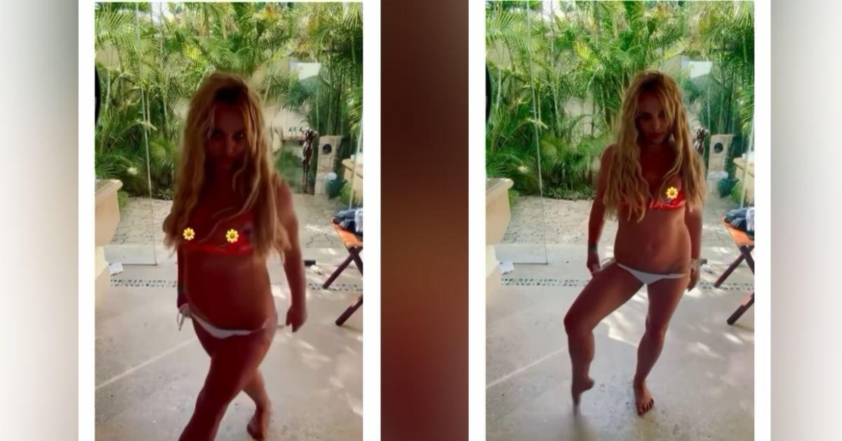 image of Britney Spears had a close call with a nip slip in the clip.