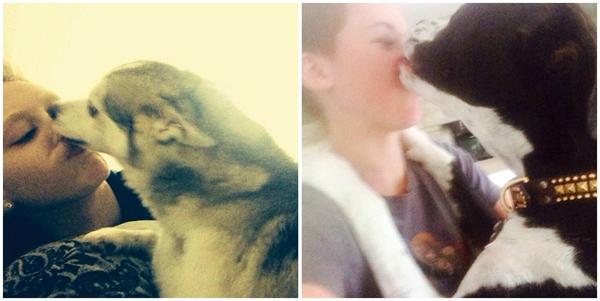 Miley Cyrus Noah Cyrus Dog Kisses