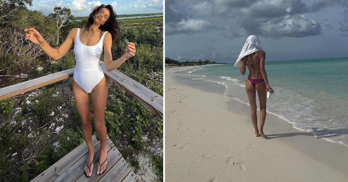 Photo of The Russian star hit the beach while away.