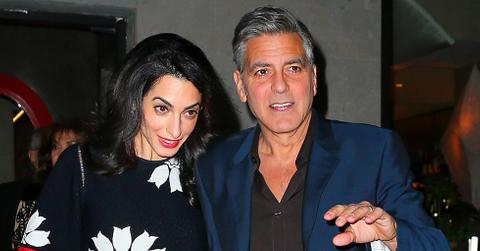 George Clooney and Amal Clooney have dinner Amal’s parents Ramzi Alamuddin and Baria Alamuddin and her sister Tala Alamuddin at Caravazzio on the Upper East Side in New York City