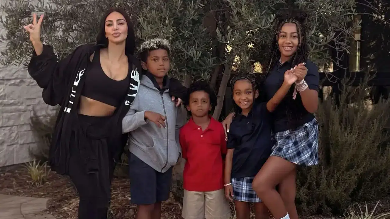 Image of Kim Kardashian shares four children with ex-husband Kanye West.