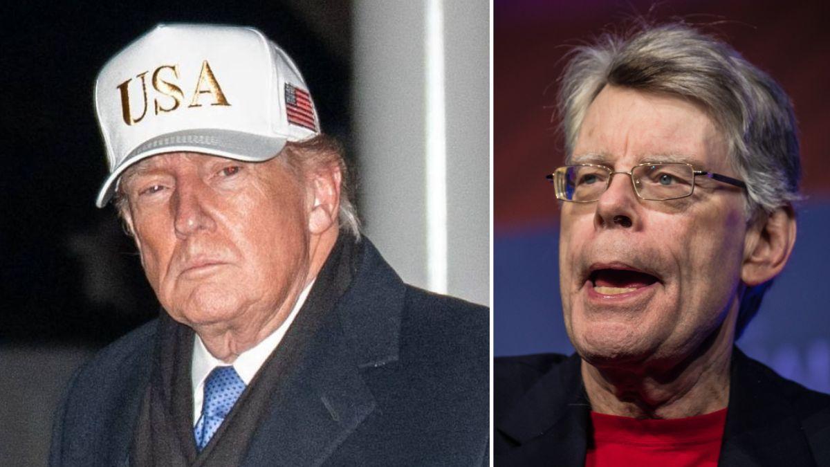 Split photo of Donald Trump and Stephen King.