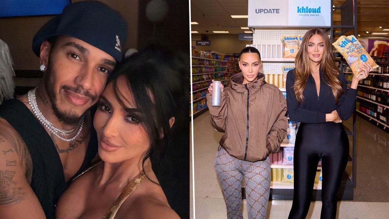 split of Kim Kardashian, Lewis Hamilton and Khloé Kardashian.