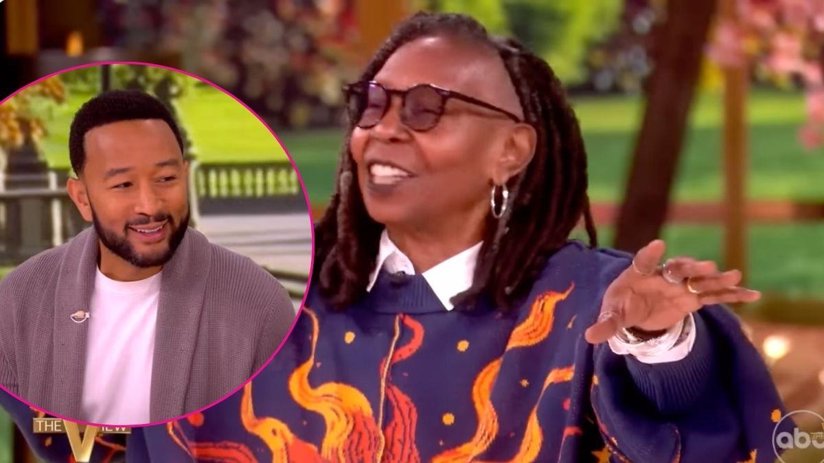 Composite photo of John Legend and Whoopi Goldberg