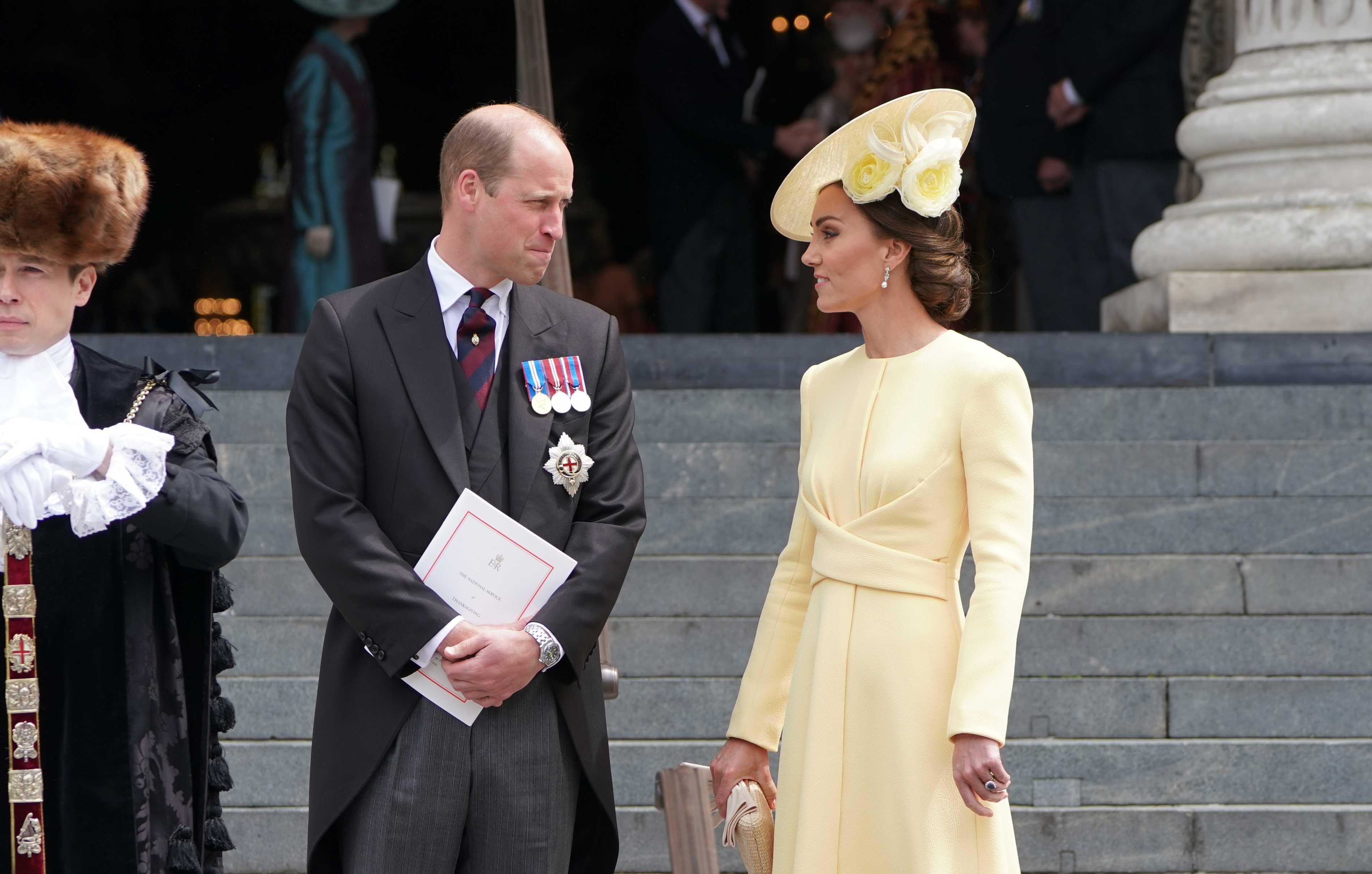 prince william kate middleton sit opposite harry meghan markle at jubilee church service