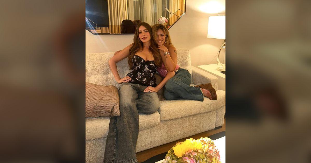 sofia vergara cleavage baring corset reuniting karol g photo
