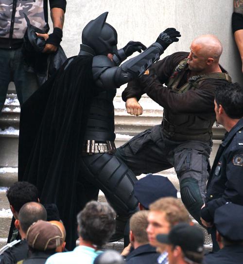 The Dark Knight Rises' Cast Gets Into Character for Physical Fight Scene in  Pittsburgh