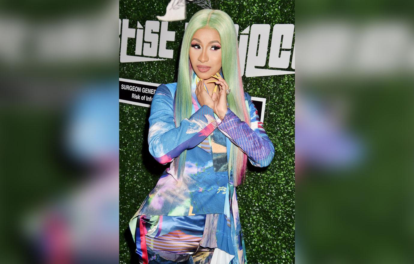 Cardi B Wearing Colorful Blue Wig