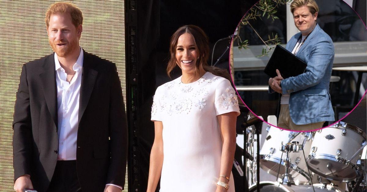 image of prince harry and meghan markle and inset of James holt