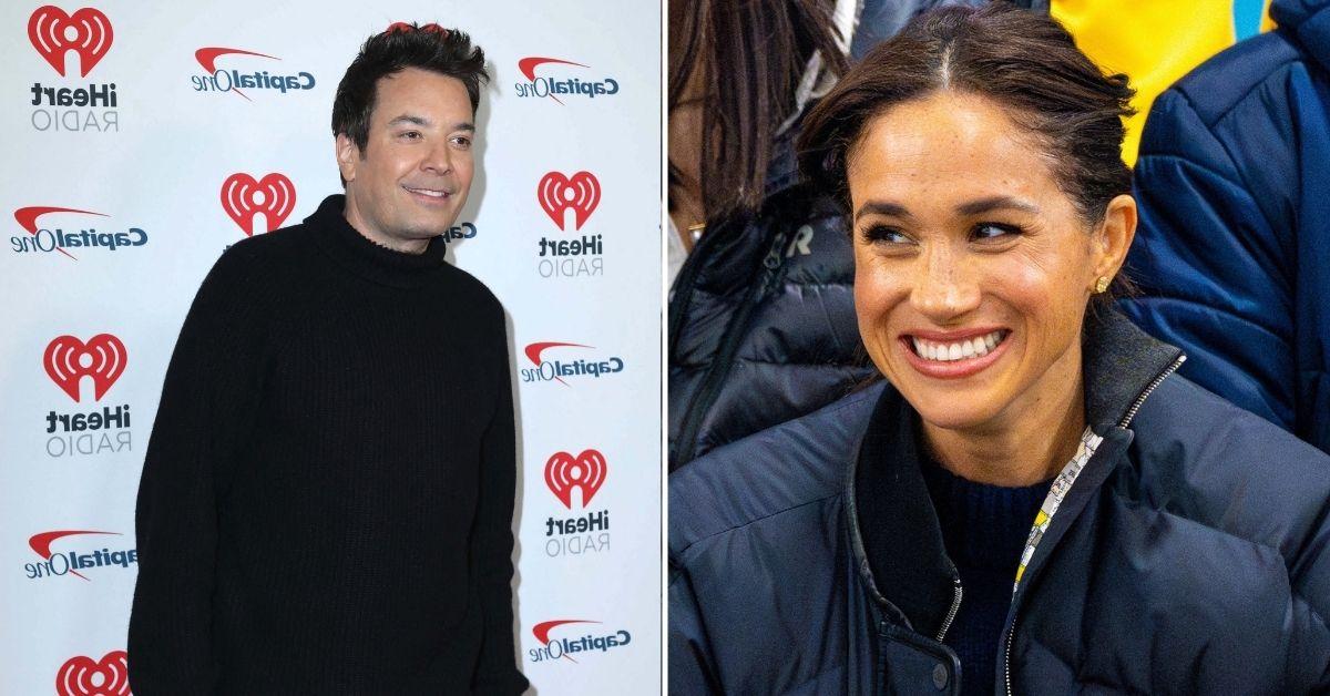 Composite photo of Jimmy Fallon and Meghan Markle