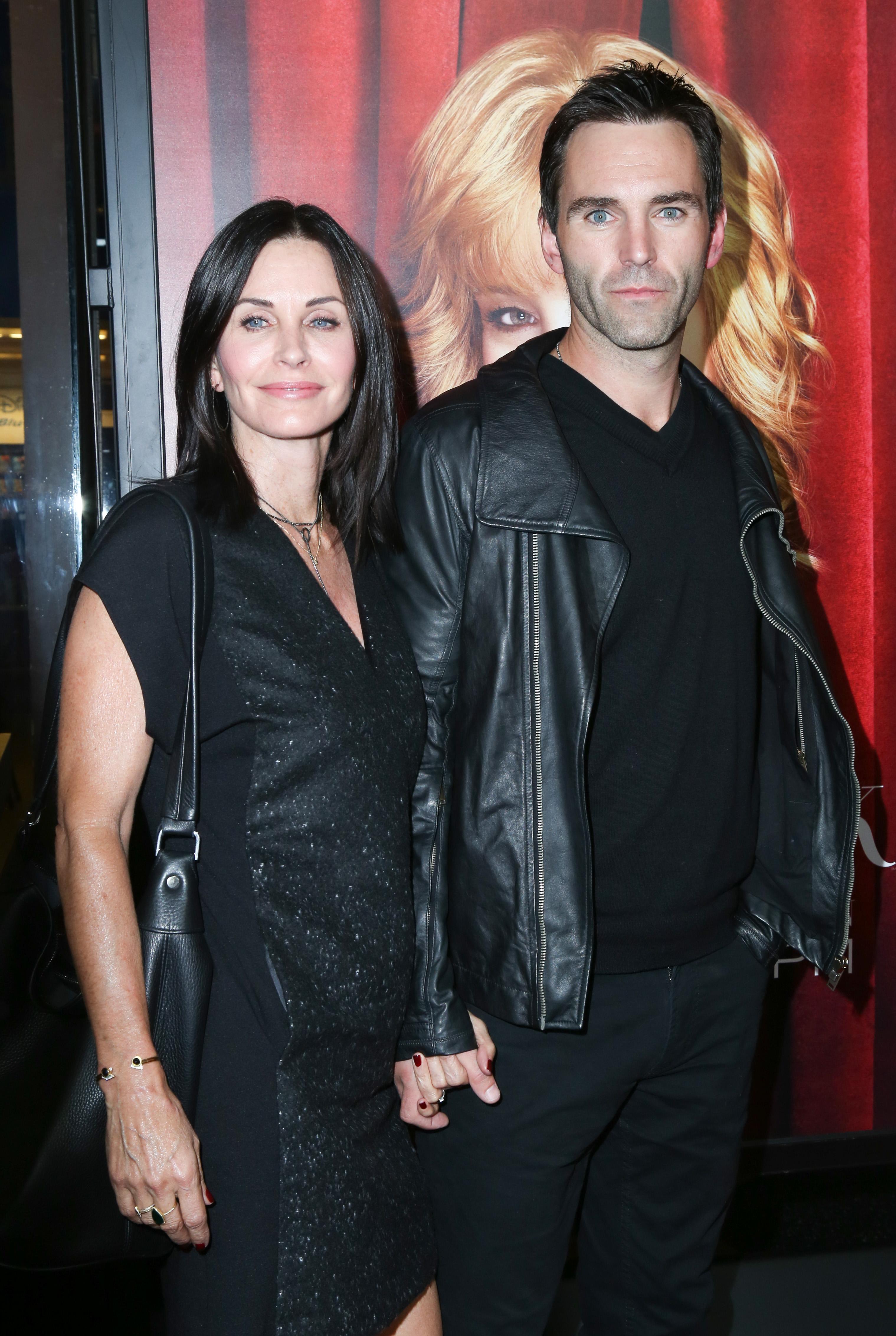 Courteney Cox shows up fashionably late with Johnny McDaid for the Los Angeles Premiere of HBO&#039;s series The Comeback at the El Captian Theater in Hollywood, CA